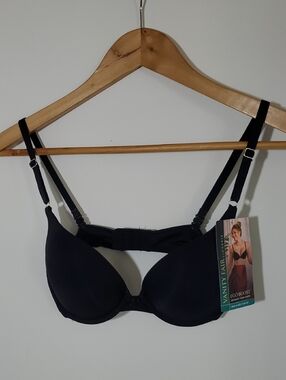 Vanity Fair Black T-Shirt Push-Up Underwire Bra Add a Size 34B NWT